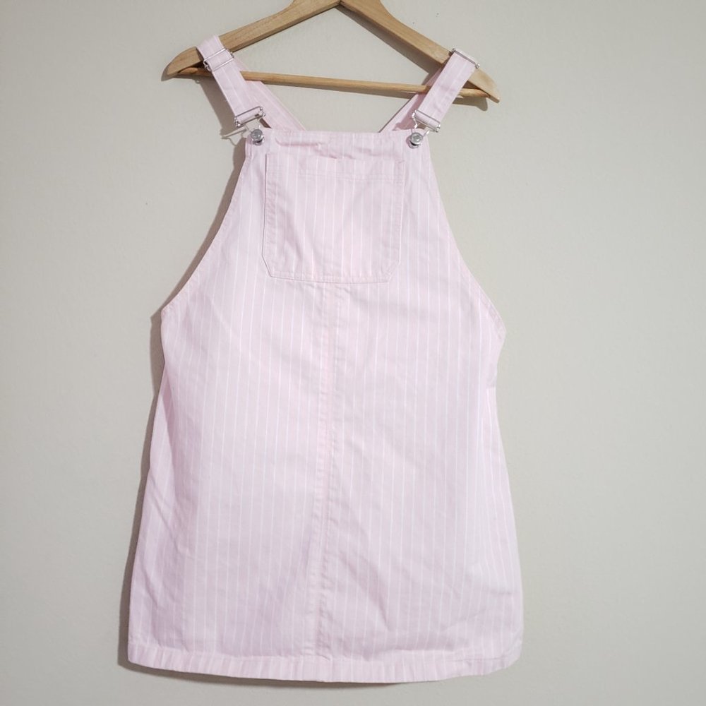 Women MOTO Denim Pink and White Overall Dress 10